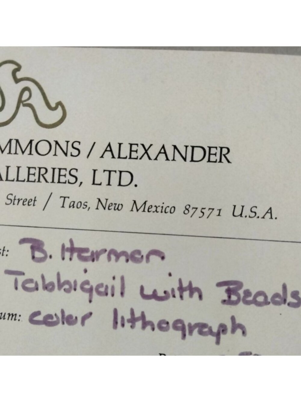 Cat Print Tabbigail With Beads Barbara Harmon Color Lithograph Signed Number Mat - Picture 7 of 10